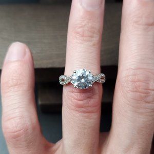 Size 6 Sterling Silver Clear Cubic Zirconia Original Simple Ring